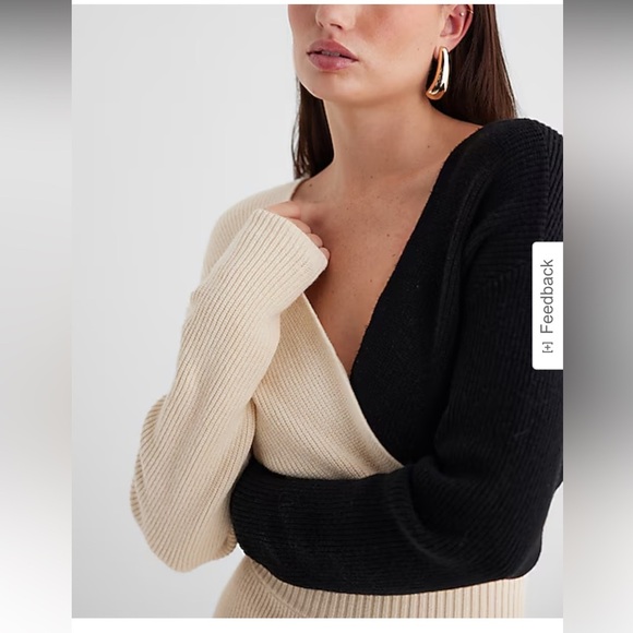 Express Black and Cream Midi Dress EUC - Picture 3 of 12